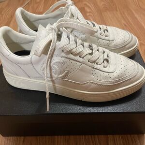 Chanel Women's CC Low-Top Sneakers Perforated Leather